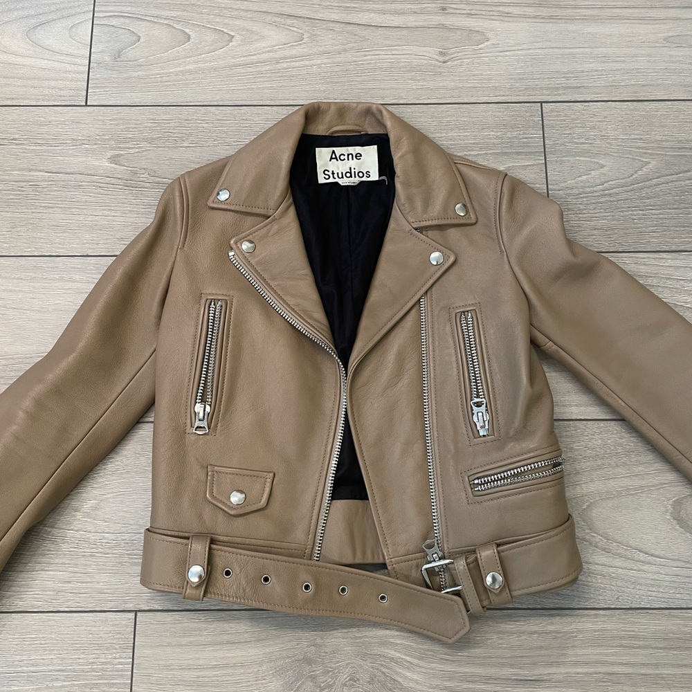 Authentic Acne Studios Lamb Leather Jacket in Tan